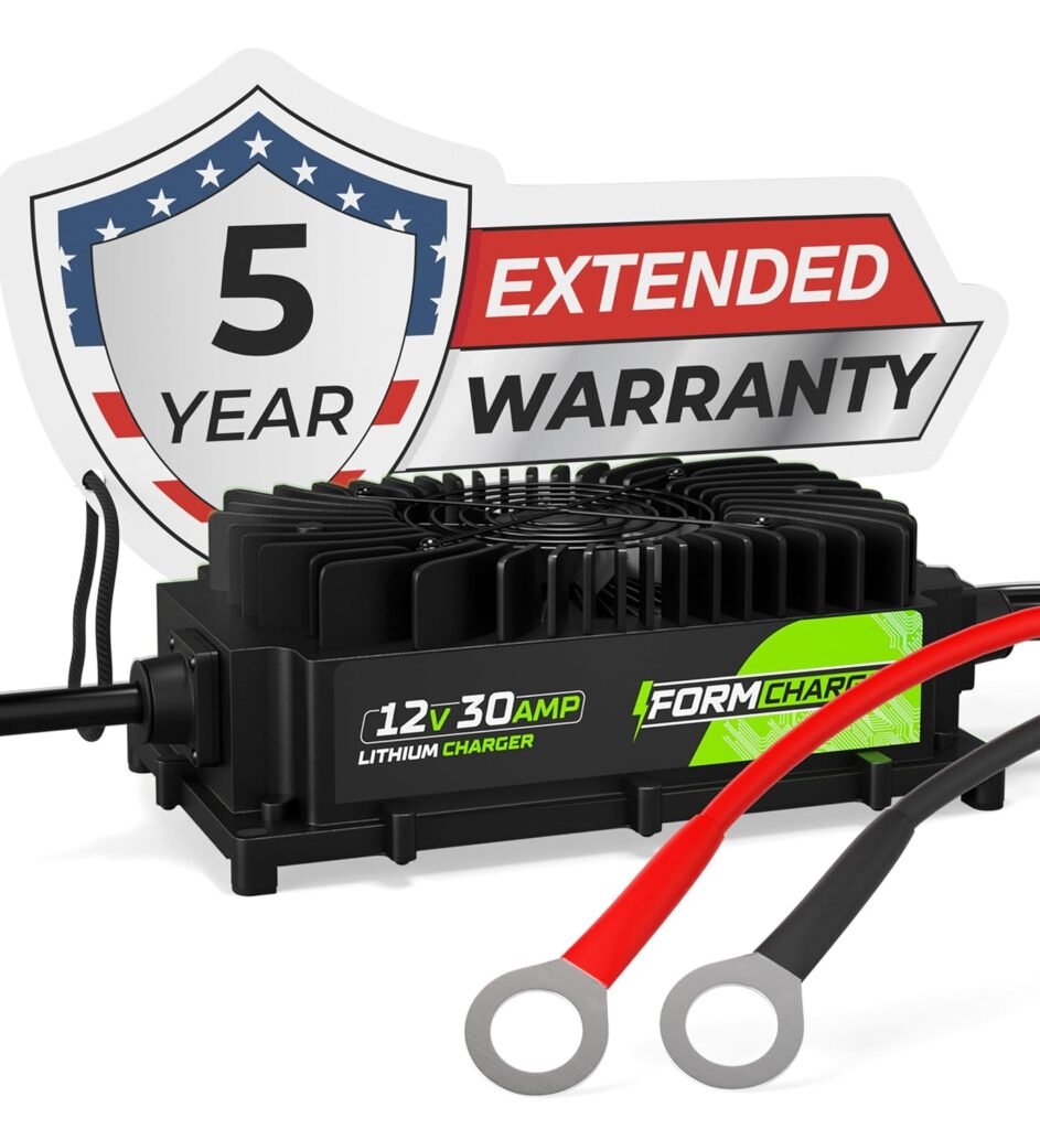 FORM 12V 30A Lithium Battery Charger - Waterproof Design - 14.6 Volt Output Smart Charger for Lithium or LiFePO4 Batteries