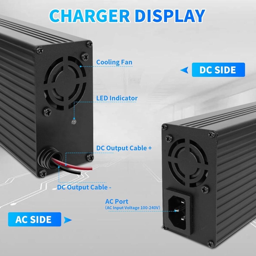 Roche Limit 29.2V 20A LiFePO4 Battery Charger Designed for 24 Volt LiFePO4 Battery, 5 Built-in Safety Protections, Fast AC-DC Battery Charger, Support 0V Charging Function and LED Indicators