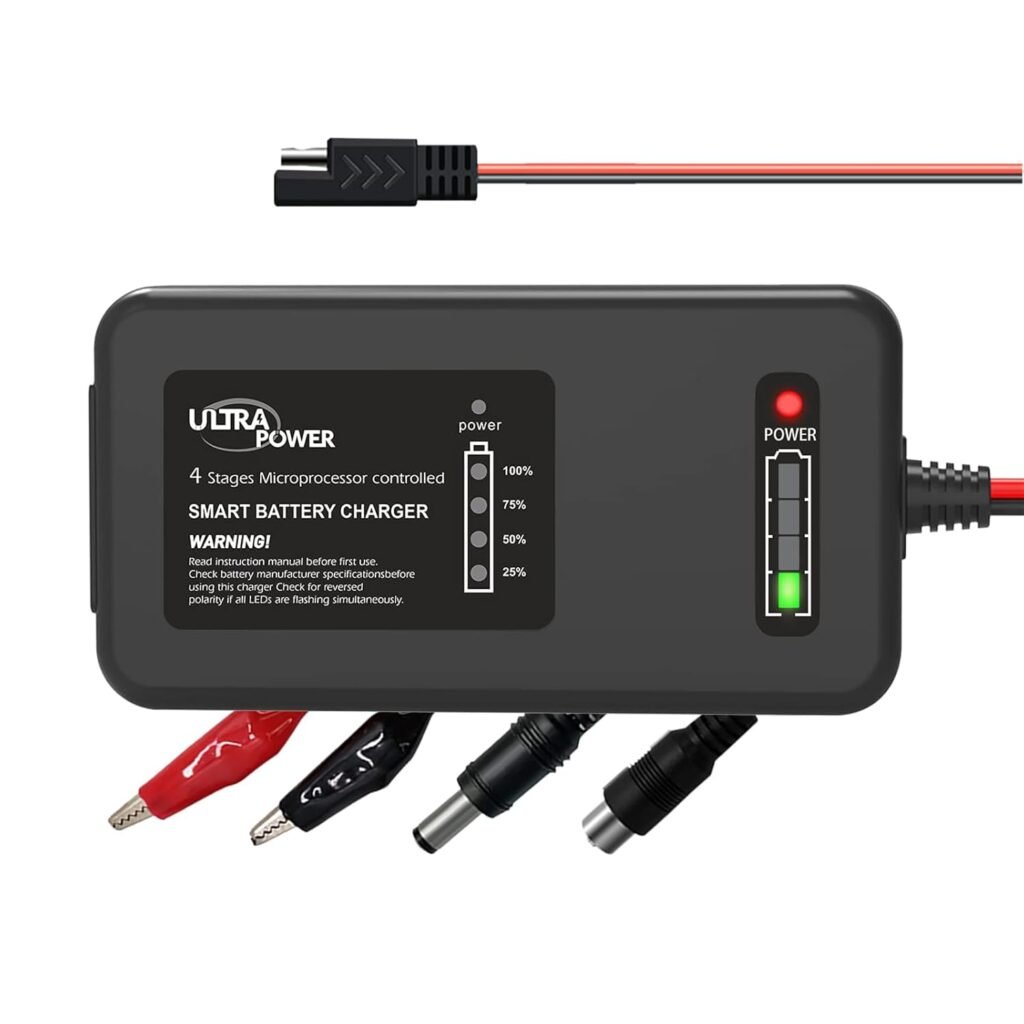 ULTRAPOWER 4-Amp 14.6 Volt LiFePO4 Battery Charger,12.8 Volt LiPO Lithium Battery Charger,Smart Charger Maintainer for Cars,Motocycles,Golf Carts,UAV,Fishing Boat and Deep Cycle Batteries.
