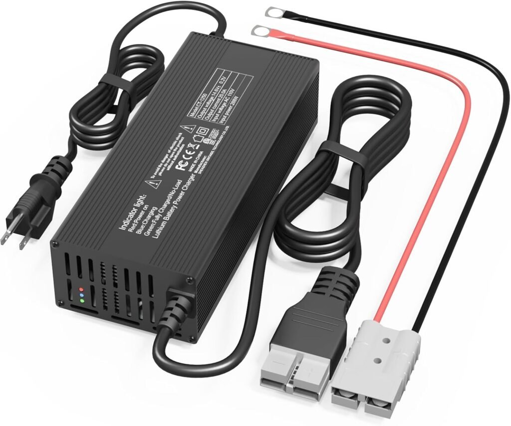 WUKUR 14.6V 20A LiFePO4 Battery Charger for 12V LiFePO4 Battery with Anderson Connector, 14.6V Lithium Battery Charger for Lithium LiFePO4 Deep Cycle Rechargeable Batteries of Automatic, Boat, RV