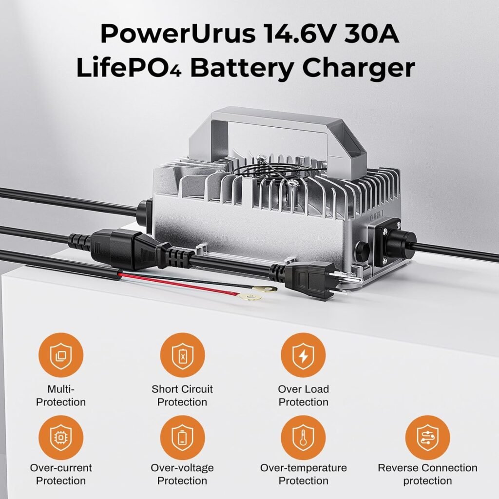 12V 30A LiFePO4 Battery Charger, PowerUrus 12V Lithium LiFePO4 Battery Charger 14.6V Lithium Battery Chargers, 30A Smart Battery Maintainer, Designed for 12v LiFepO4 Deep Cycle Rechargeable Batteries 12V 30A LiFePO4 Battery Charger, PowerUrus 12V Lithium LiFePO4 Battery Charger 14.6V Lithium Battery Chargers, 30A Smart Battery Maintainer, Designed for 12v LiFepO4 Deep Cycle Rechargeable Batteries