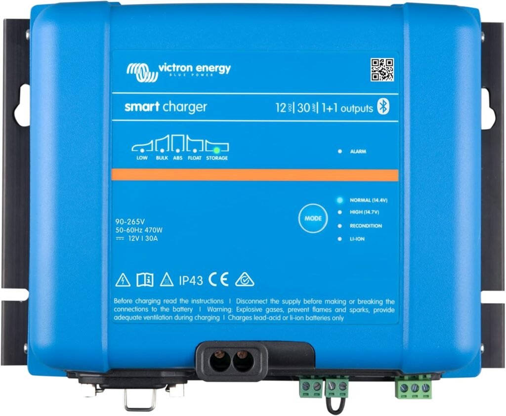 Victron Energy Smart IP43 12-Volt 30 AMP 120-240VAC, (1+1) Output Battery Charger with Bluetooth