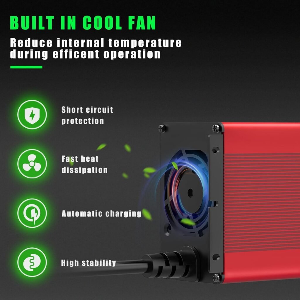 12V 20A Lithium Battery Charger, 14.6V Smart AC-DC Charger with Anderson Connector, LED Indicator, for Lithium Deep Cycle Batteries: ATVs,Forklifts, Boats, RVs, Floor Scrubbers, Electric Motorcycles