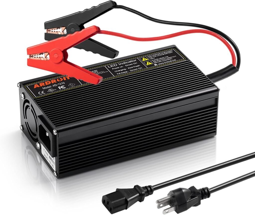 14.6V 10A Lithium Battery Charger 12V LiFePO4 Battery Charger AC-DC Smart Charger with LED Indicator Special for LiFePO4 Deep Cycle Rechargeable Batteries of Boat, RV 14.6V 10A Lithium Battery Charger 12V LiFePO4 Battery Charger AC-DC Smart Charger with LED Indicator Special for LiFePO4 Deep Cycle Rechargeable Batteries of Boat, RV