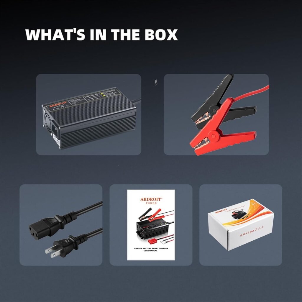 14.6V 10A Lithium Battery Charger 12V LiFePO4 Battery Charger AC-DC Smart Charger with LED Indicator Special for LiFePO4 Deep Cycle Rechargeable Batteries of Boat, RV 14.6V 10A Lithium Battery Charger 12V LiFePO4 Battery Charger AC-DC Smart Charger with LED Indicator Special for LiFePO4 Deep Cycle Rechargeable Batteries of Boat, RV