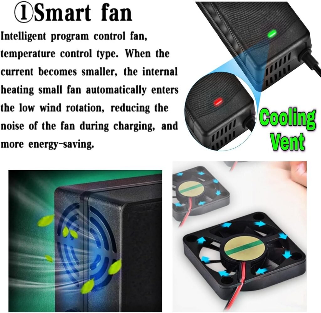 14.6V 5A LiFePO4 Battery Charger for 12V LiFePO4 12AH-60AH Battery, 2-Stage Smart with LED Indicator Special for LiFePO4 Rechargeable Lithium Iron Phosphate Battery Charger