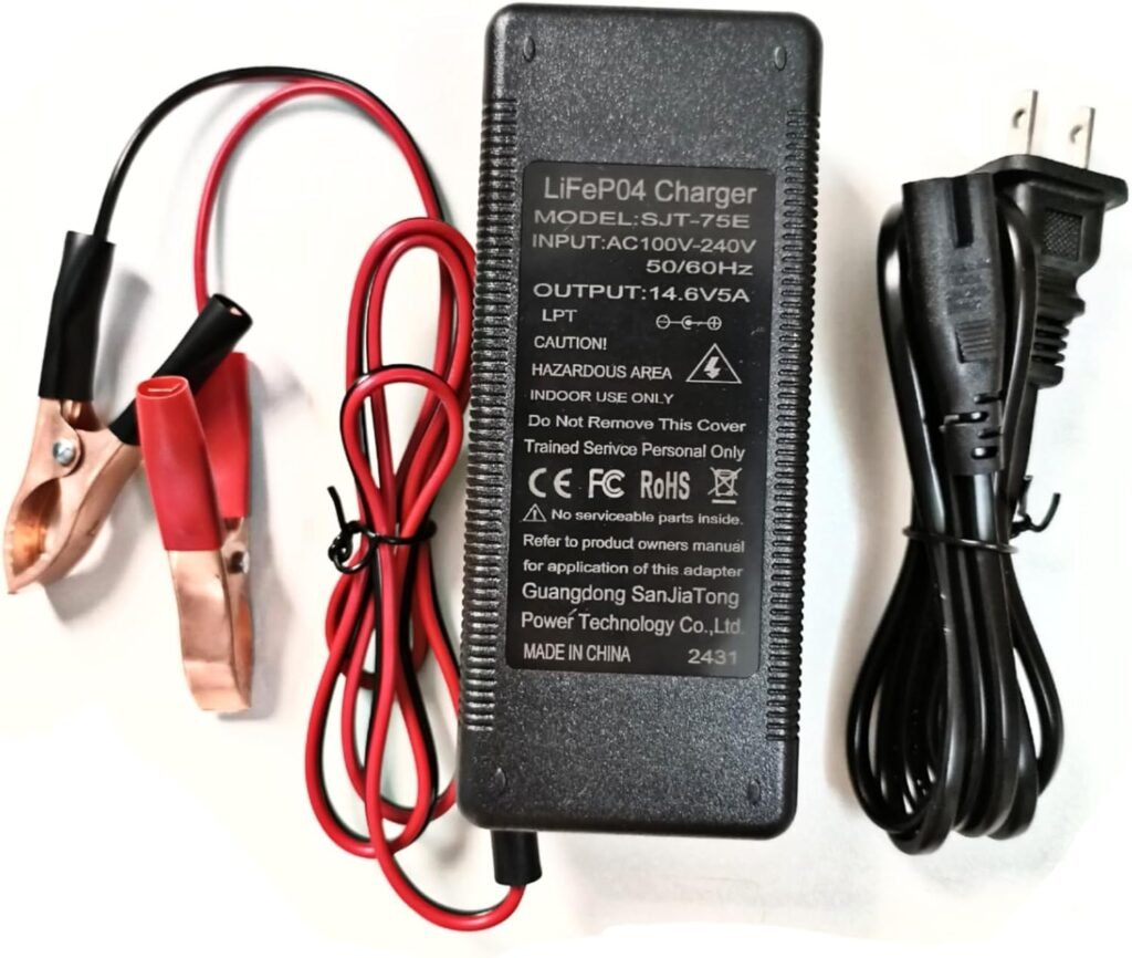 14.6V 5A LiFePO4 Battery Charger for 12V LiFePO4 12AH-60AH Battery, 2-Stage Smart with LED Indicator Special for LiFePO4 Rechargeable Lithium Iron Phosphate Battery Charger
