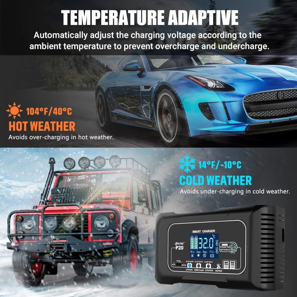 25-Amp Smart Battery Charger,Lithium,LiFePO4,Lead-Acid AGM/Gel/SLA.. Car Battery Charger,Trickle Charger, Maintainer/deep Cycle Charger,12V/25A and 24V/13A,for Motorcy,Boat,Lawn Mower 25-Amp Smart Battery Charger,Lithium,LiFePO4,Lead-Acid AGM/Gel/SLA.. Car Battery Charger,Trickle Charger, Maintainer/deep Cycle Charger,12V/25A and 24V/13A,for Motorcy,Boat,Lawn Mower