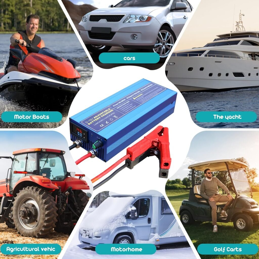 C60A High Power Smart Lifepo4 Battery Charger Maintainer with 0-15V Adjustable Current and Voltage, 12.6V Portable Power Adapter for 14.6V LiFePO4 Lithium Iron Rechargeable Battery(60A) C60A High Power Smart Lifepo4 Battery Charger Maintainer with 0-15V Adjustable Current and Voltage, 12.6V Portable Power Adapter for 14.6V LiFePO4 Lithium Iron Rechargeable Battery(60A)