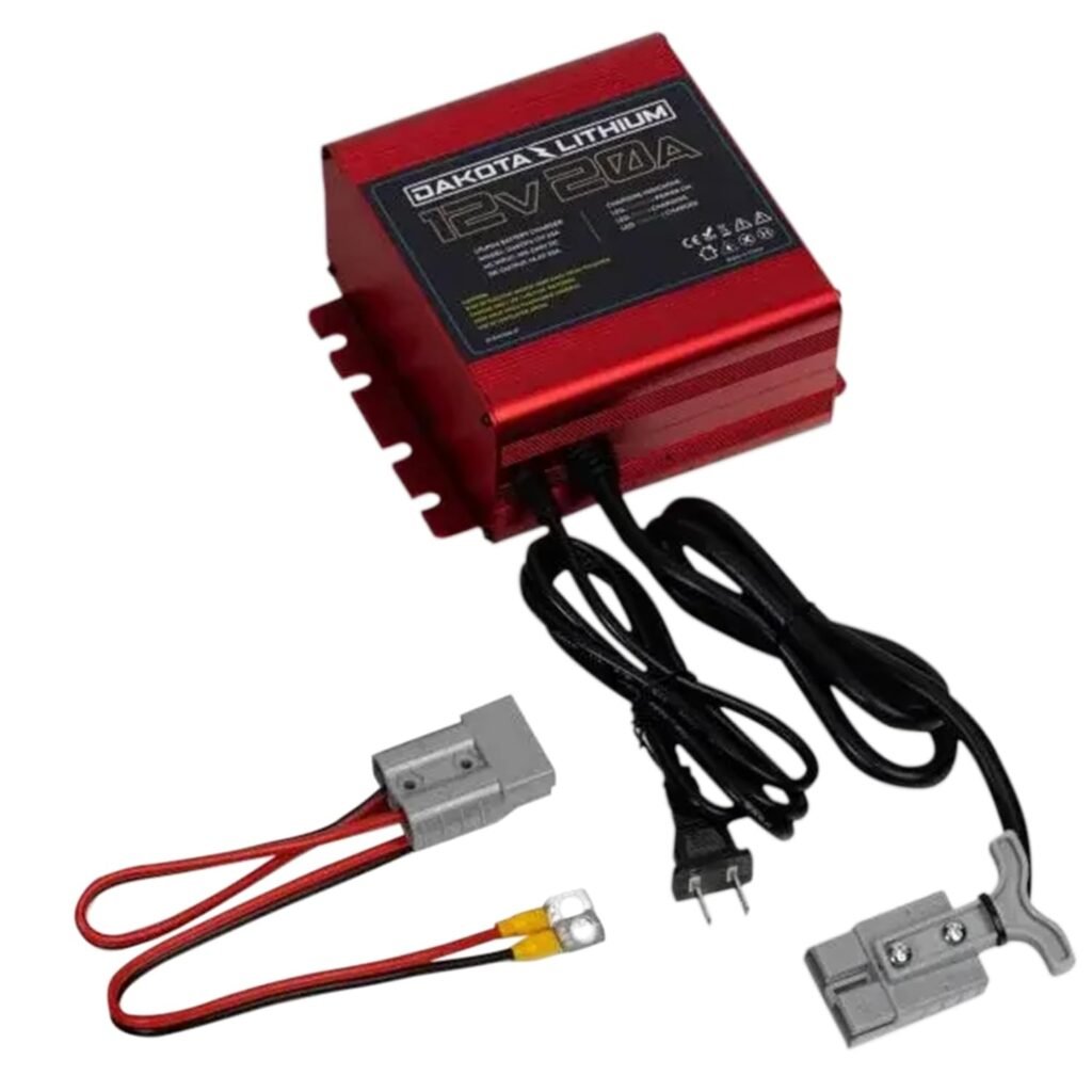 Dakota Lithium - Ultra Fast 12V 20 Amp Waterproof Charger for Lithium Deep Cycle Battery - Compatible LiFePO4 Charger - 1 Charger
