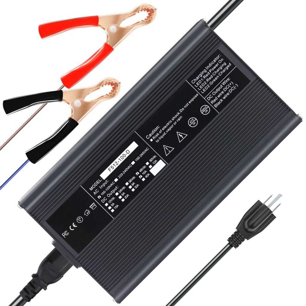 ExpertPower 48V 10A Smart Charger for Lithium LiFePO4 Deep Cycle Rechargeable Batteries