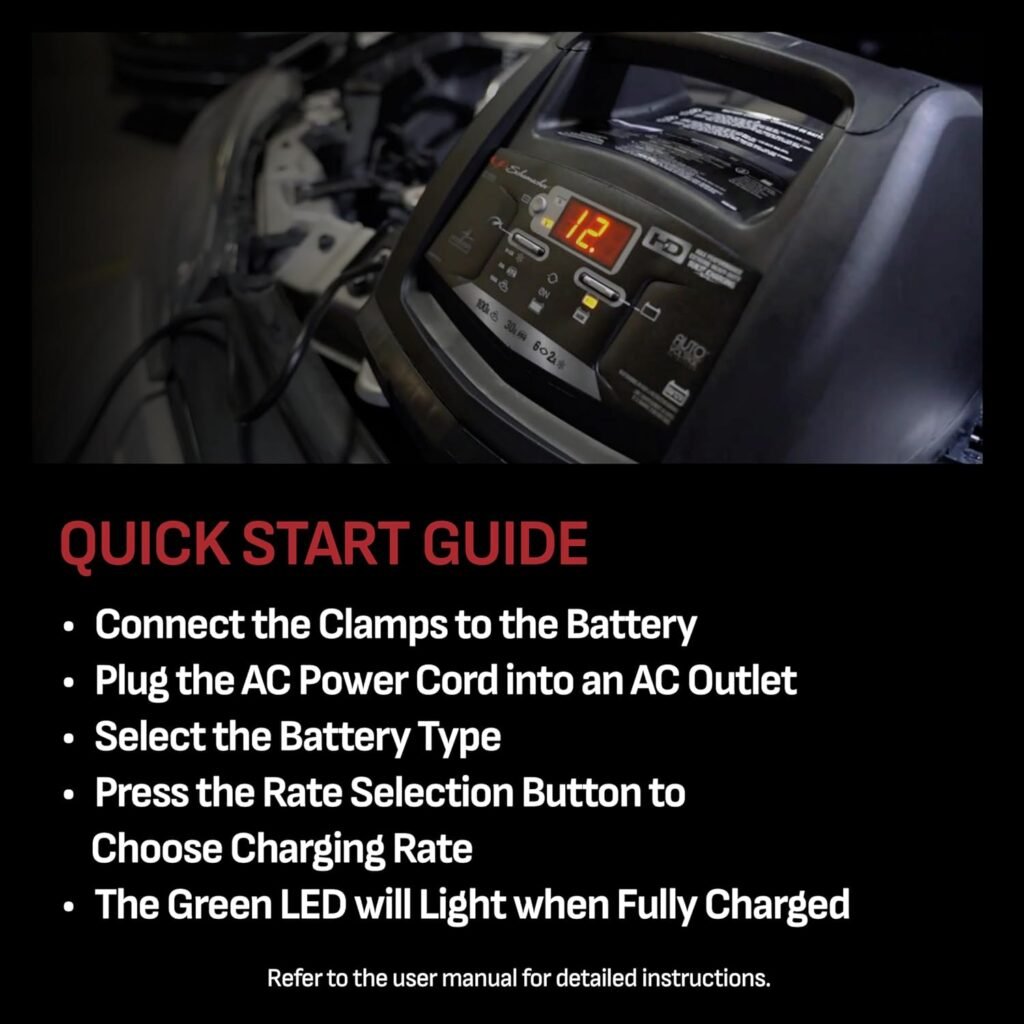 Schumacher Electric 6A Car Battery Charger and 100A Engine Starter, 6-in-1 Solution, Maintainer, 30A Boost, for 6V/12V Power Sport, Automotive, and Marine Batteries, SC1308