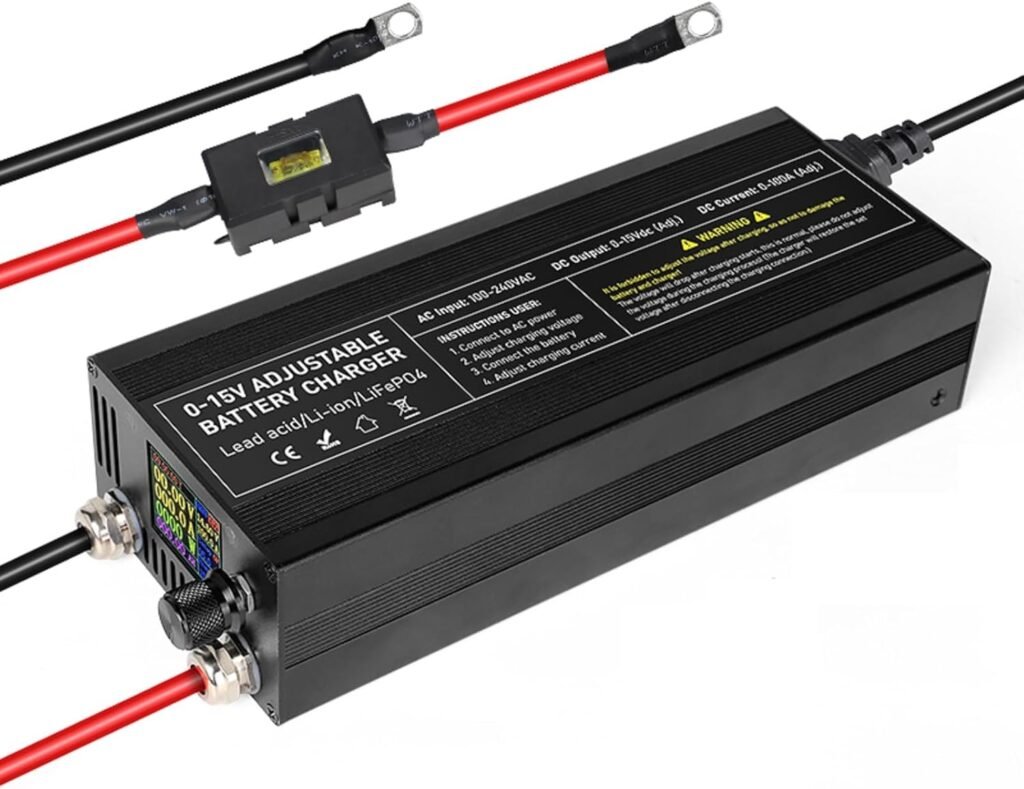 14.6V LiFePO4 Battery Charger, 12.8V High Power Charger Adjustable Voltage 0-15V Current 0-100A, Smart Fast Battery Charger for Cars,Golf Carts,UAV,Fishing Boat and Deep Cycle Batteries 14.6V LiFePO4 Battery Charger, 12.8V High Power Charger Adjustable Voltage 0-15V Current 0-100A, Smart Fast Battery Charger for Cars,Golf Carts,UAV,Fishing Boat and Deep Cycle Batteries