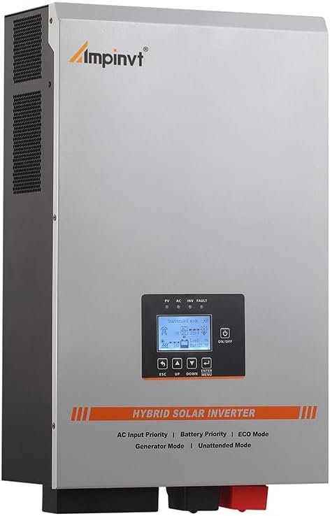 Ampinvt 3500W Low Frequency Solar Inverter 48V DC to 120V AC, Off Grid Pure Sine Wave Inverter Charger Built-in 80A MPPT Solar Controller and 35A AC Charger, Support Lead Acid Lithium Gel Battery Ampinvt 3500W Low Frequency Solar Inverter 48V DC to 120V AC, Off Grid Pure Sine Wave Inverter Charger Built-in 80A MPPT Solar Controller and 35A AC Charger, Support Lead Acid Lithium Gel Battery