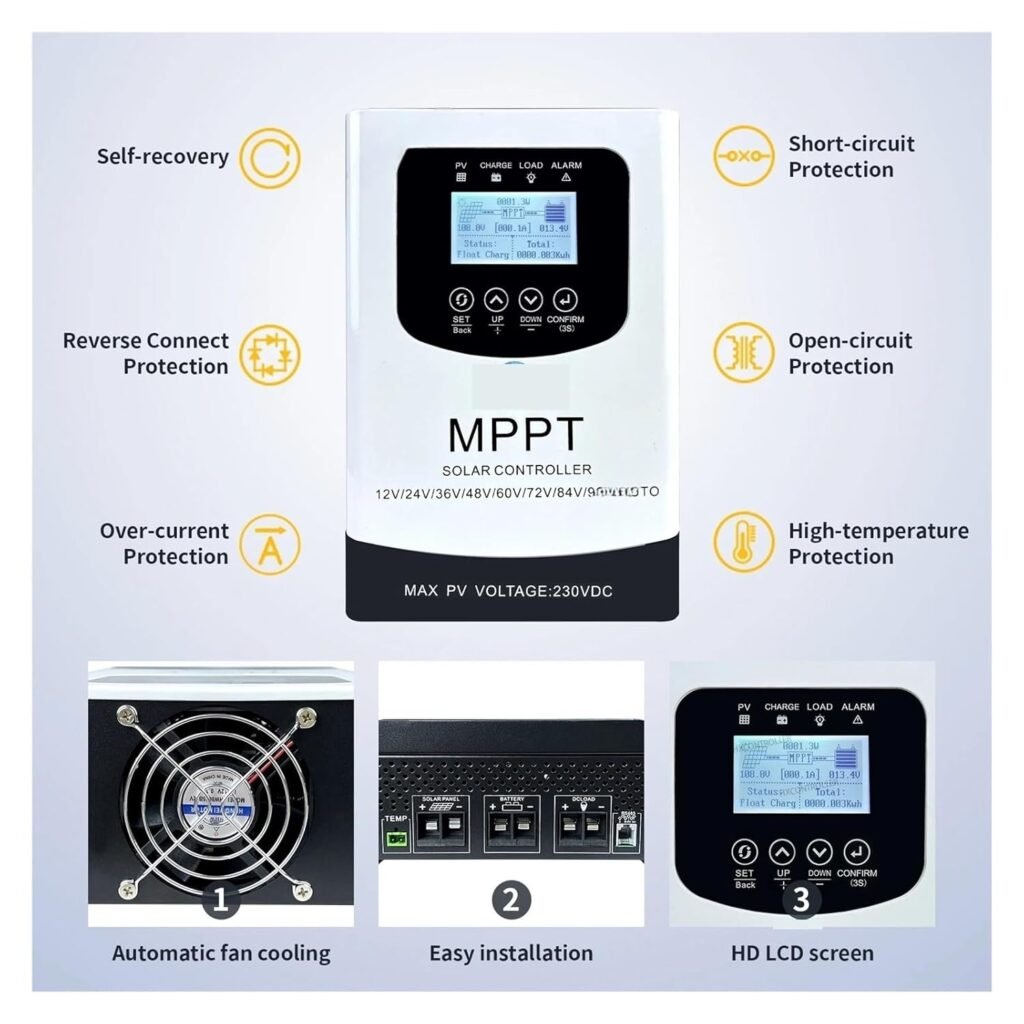 Bolisila MPPT 50A 60A 80A Solar Charge Discharge Controller 230VDC PV Regulator for 12 24 48 60 72 96V Lifepo4 Lithium Lead Acid Battery(Size:50A) Bolisila MPPT 50A 60A 80A Solar Charge Discharge Controller 230VDC PV Regulator for 12 24 48 60 72 96V Lifepo4 Lithium Lead Acid Battery(Size:50A)