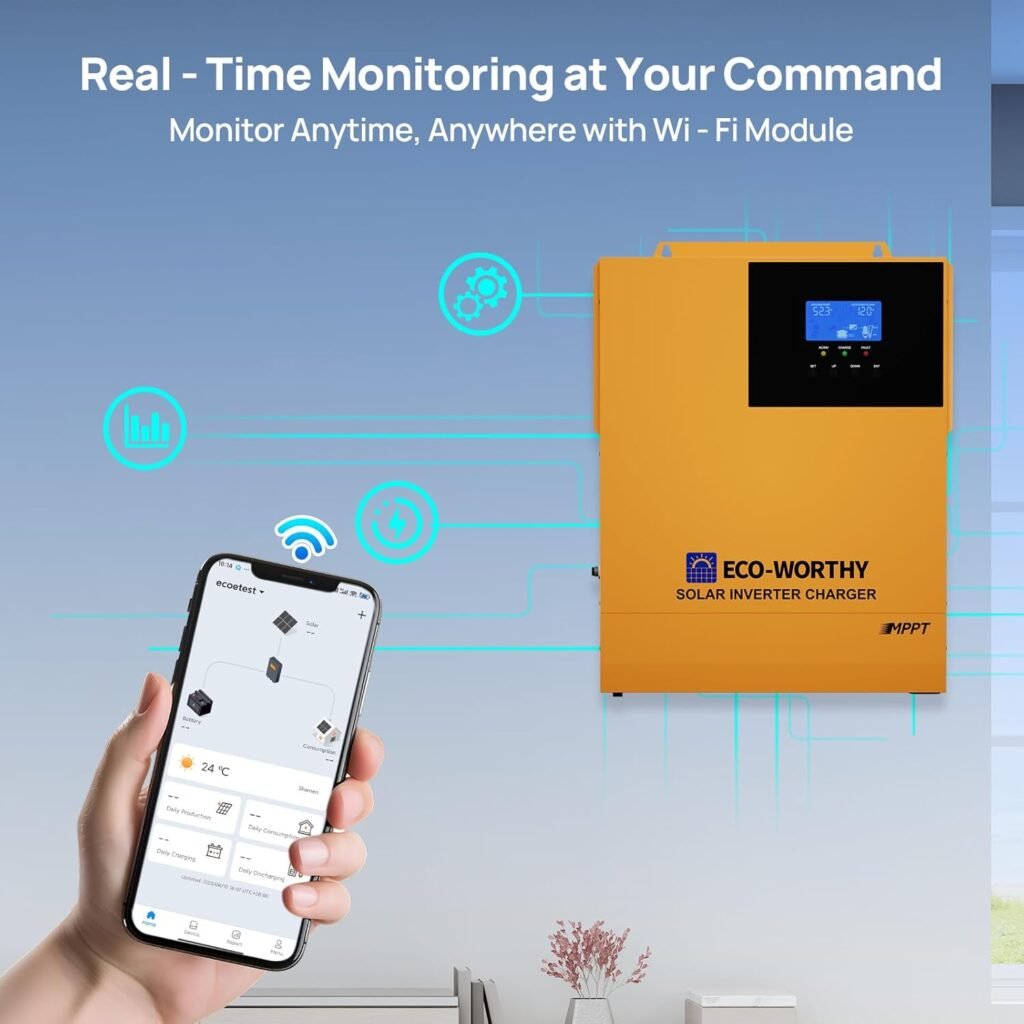 ECO-WORTHY 3500W Pure Sine Wave Solar Inverter Charger,All-in-One 48V Solar Inverter 48V DC-120V AC,80A MPPT Solar Controller,for LiFePO4/Lead Acid Battery,Off-Grid,Home Energy Storage ECO-WORTHY 3500W Pure Sine Wave Solar Inverter Charger,All-in-One 48V Solar Inverter 48V DC-120V AC,80A MPPT Solar Controller,for LiFePO4/Lead Acid Battery,Off-Grid,Home Energy Storage