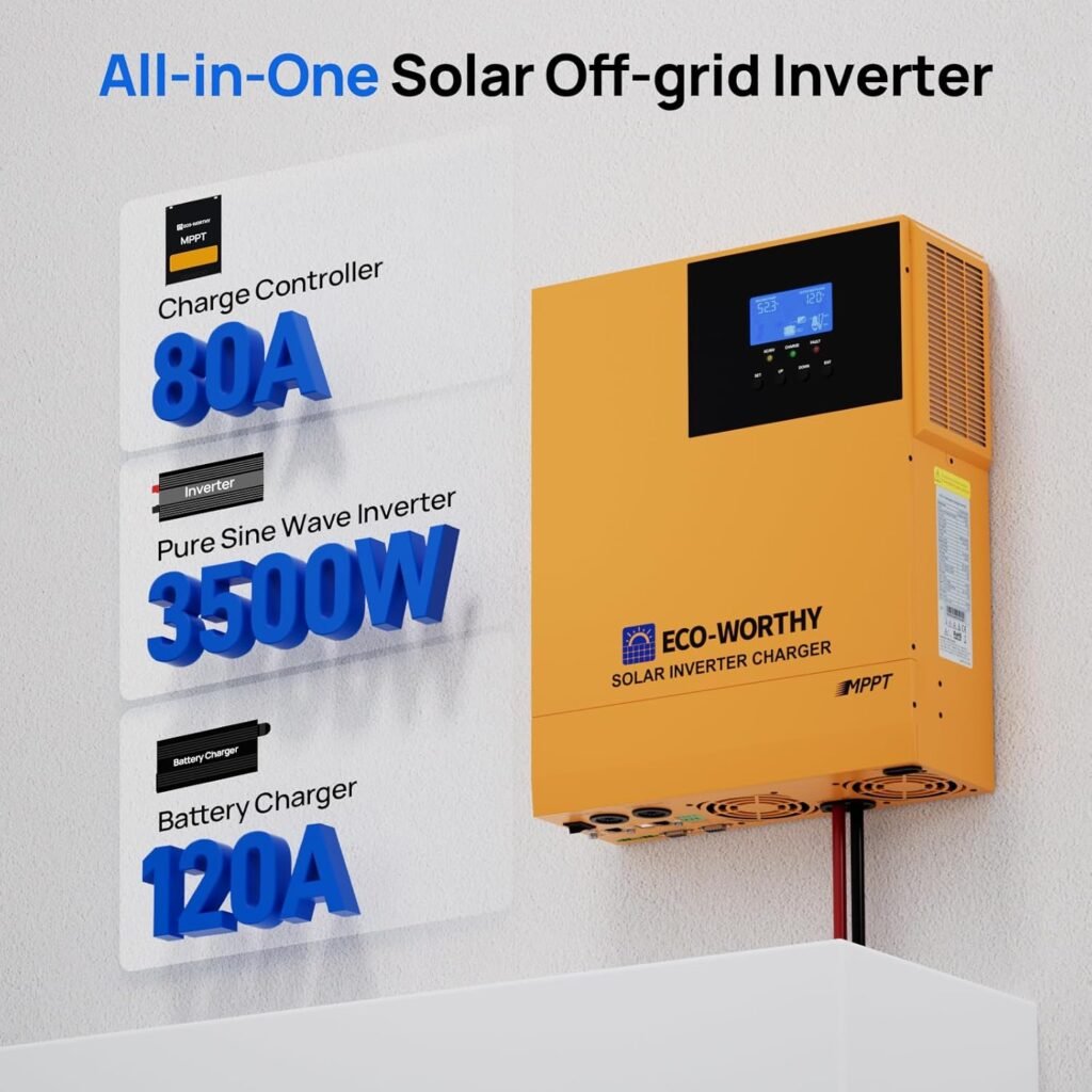 ECO-WORTHY 7000W 15360Wh Home Backup Power, 48V 50AH LiFePO4 Battery Support Communication、BluetoothWiFi, 120V /240V AC 7000W Solar Off-Grid Charger Inverter, for Backup,Emergency,Solar System ECO-WORTHY 7000W 15360Wh Home Backup Power, 48V 50AH LiFePO4 Battery Support Communication、BluetoothWiFi, 120V /240V AC 7000W Solar Off-Grid Charger Inverter, for Backup,Emergency,Solar System