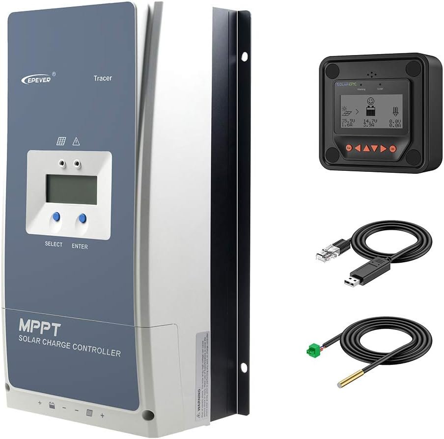 EPEVER MPPT Solar Charge Controller 80A Negative Ground 200V PV Solar Panel Charger with MT50 Remote Meter Temperature Sensor PC Communication Cable EPEVER MPPT Solar Charge Controller 80A Negative Ground 200V PV Solar Panel Charger with MT50 Remote Meter Temperature Sensor PC Communication Cable