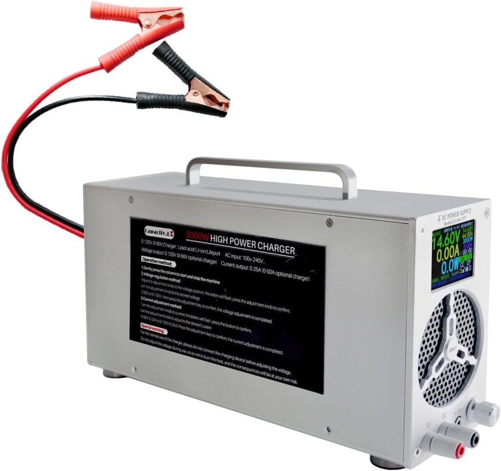 High Power Battery Charger, 0-120V Upgraded Design LifePO4 Battery Charger, One Click Control Adjustable Current/Voltage for LiFePO4 Lithium Iron Rechargeable Battery((0-25A) High Power Battery Charger, 0-120V Upgraded Design LifePO4 Battery Charger, One Click Control Adjustable Current/Voltage for LiFePO4 Lithium Iron Rechargeable Battery((0-25A)