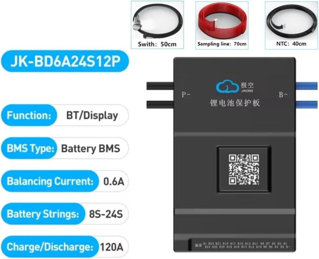 JK BMS 8S 10S 12S 13S 14S 16S 17S 20S 24S Smart BMS 60A 80A 100A 120A 150A 200A Lifepo4 Li-Ion Lto Battery Active Balance 1A/2A(JK-B2A24S15P)