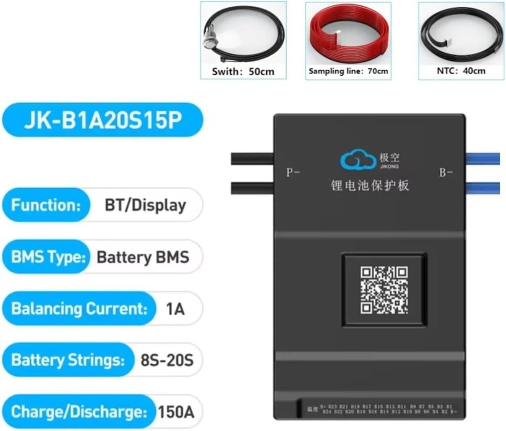 JK BMS 8S 10S 12S 13S 14S 16S 17S 20S 24S Smart BMS 60A 80A 100A 120A 150A 200A Lifepo4 Li-Ion Lto Battery Active Balance 1A/2A(JK-B2A24S15P)