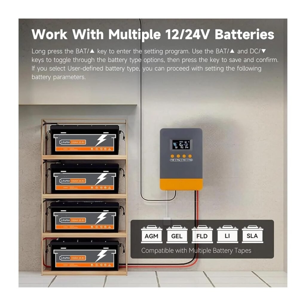 MPPT 45A 35A 25A Solar Charger Controller 12V 24V Auto Lifepo4 Battery Charger Solar Panel Regulator Max PV Input 100VDC(MPPT 45A)