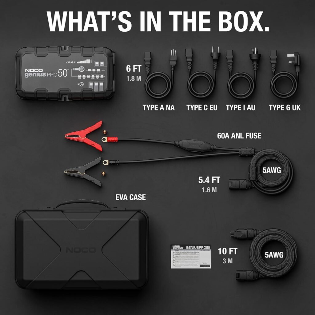NOCO GENIUSPRO50: 50A 6V/12V/24V Professional Smart Battery Charger – Maintainer, Desulfator  Power Supply with Overcharge Protection  Thermal Compensation – for Lead-Acid  Lithium Batteries