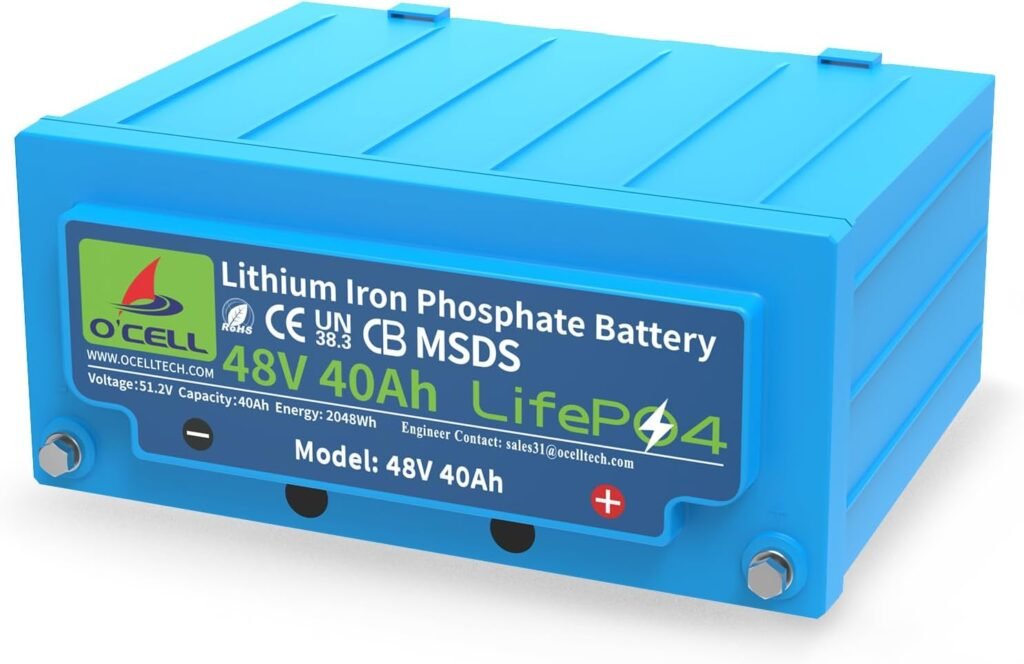 Official [2-3 Days Delivery] 48V 40Ah Lithium Iron Phosphate Battery with 80A BMS Board, LiFePO4 Battery 10+ Years Lifetime, for Golf Cart 4096W Power, Marine, RVs, Solar Off-Grid, Grid Outages