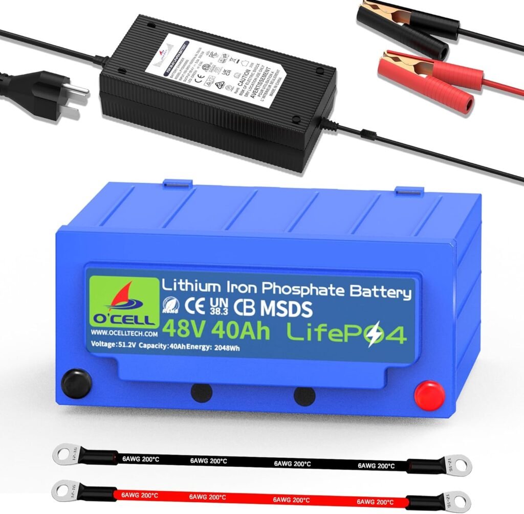 Official 48V 40Ah LiFePO4 Lithium Deep Cycle Battery + 80A BMS with 58.4V 5A Dedicated Charger, 10 Years Lifespan, Lithium Iron Phosphate Battery for Golf Cart, Club Car, Summer Off-Grid Outage Official 48V 40Ah LiFePO4 Lithium Deep Cycle Battery + 80A BMS with 58.4V 5A Dedicated Charger, 10 Years Lifespan, Lithium Iron Phosphate Battery for Golf Cart, Club Car, Summer Off-Grid Outage