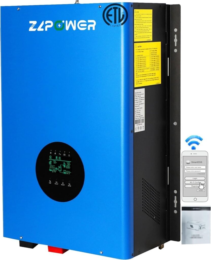 UL1741 48V Inverter 10KW Solar Off Grid Inverters 110/220Vac Low Frequency DC 48V AC Input 240V AC Output 120V/240V Split Phase Pure Sine Wave Power with 2x80A MPPT Charger Controller 10000W