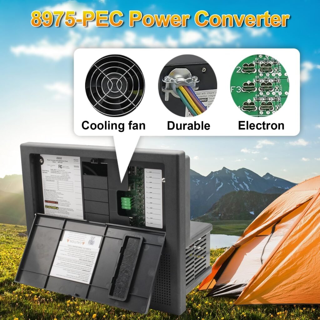 WF-8975-AD 75 AMP RV Power Converter, Power Center - 75 Amp, Battery Chargers for rv,Camper, Trailer,rv Lithium Converter Charger,105-130 VAC, 1280W