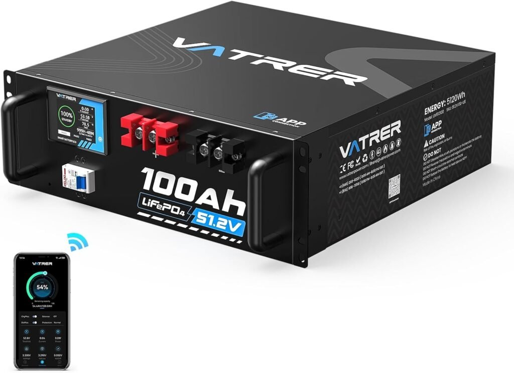 48V 100AH Lithium LiFePO4 Battery, Built-in 100A BMS, with Touchable Smart Display Mobile APP, Max. 4800W Power Output, 5000+ Cycles, Perfect for Solar System Off-Grid Applications 48V 100AH Lithium LiFePO4 Battery, Built-in 100A BMS, with Touchable Smart Display Mobile APP, Max. 4800W Power Output, 5000+ Cycles, Perfect for Solar System Off-Grid Applications