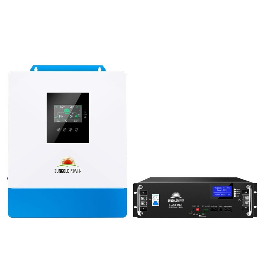 5000W DC 48V Pure Sine Wave Solar Inverter,120V AC Output,100A MPPT Solar Charger and 40A AC Battery Charger,with 100Ah LiFePO4 battery kit Manufactured by SunGoldPowerCo.,Ltd (5000W with battery kit) 5000W DC 48V Pure Sine Wave Solar Inverter,120V AC Output,100A MPPT Solar Charger and 40A AC Battery Charger,with 100Ah LiFePO4 battery kit Manufactured by SunGoldPowerCo.,Ltd (5000W with battery kit)