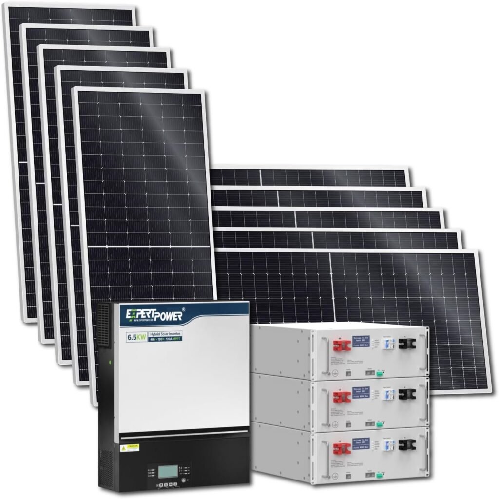 ExpertPower 15KWH 5400W 48V Solar Power System Kit | LiFePO4 48V 300Ah Battery, 5400W Solar Panels, 6.5KW Hybrid Solar Inverter, 120A MPPT Controller | Off Grid, Residential, Home, Cabin, Back Up