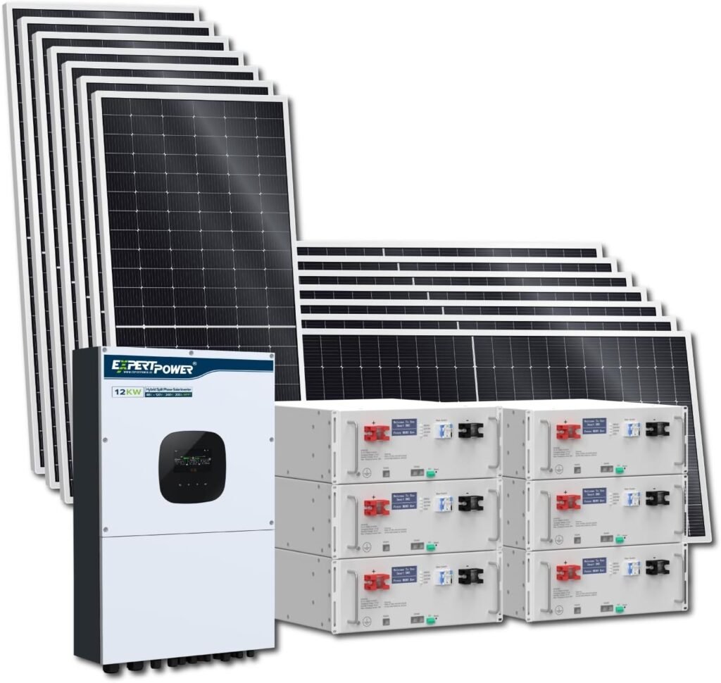 ExpertPower 30KWH 7560W 48V Solar Power System Kit | LiFePO4 48V 600Ah Battery, 7560W Solar Panels, 10KW Hybrid Solar Inverter, 100A MPPT Controllers | Off Grid, Residential, Home, Cabin, Back Up