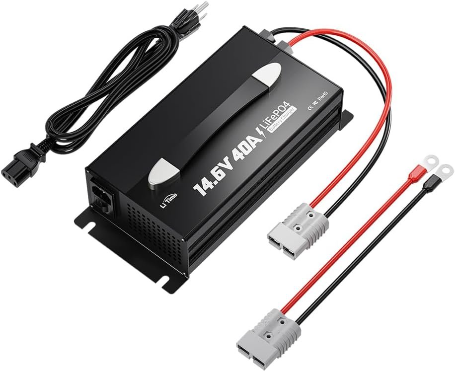 LiTime 14.6V 40A Lithium Battery Charger, Mountable for 12V LiFePO4 Battery with Handle and LED Indicator, AC-DC Smart Charger for 12.8V LiFePO4 Batteries, 40A Fast Charging for RVs, Home LiTime 14.6V 40A Lithium Battery Charger, Mountable for 12V LiFePO4 Battery with Handle and LED Indicator, AC-DC Smart Charger for 12.8V LiFePO4 Batteries, 40A Fast Charging for RVs, Home