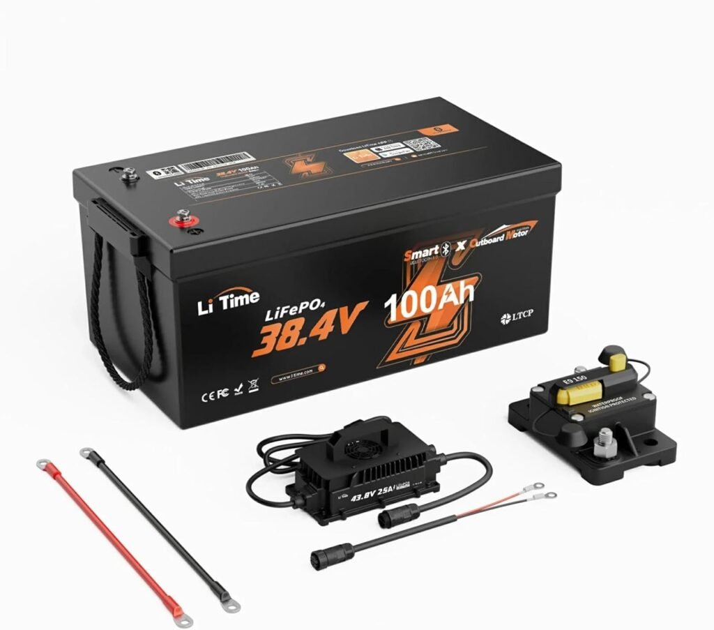 Litime 36V 100Ah Marine Power Kit, Bluetooth 5.0 Lithium Battery, Built-in 100A BMS, Deep Cycle Lithium Iron Phosphate Battery Perfect for Trolling Motors, Yachts, Marine, Boats, RV, Home