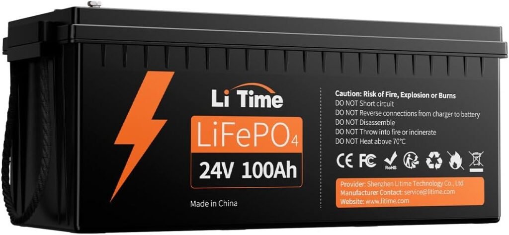 LiTime 4Pcs 24V 100Ah LiFePO4 Lithium Battery Built-in 100A BMS, 4000+ Cycles, Max. 2560W Load Power, Perfect for RV, Solar, Marine, Overland/Van, Off-Grid LiTime 4Pcs 24V 100Ah LiFePO4 Lithium Battery Built-in 100A BMS, 4000+ Cycles, Max. 2560W Load Power, Perfect for RV, Solar, Marine, Overland/Van, Off-Grid