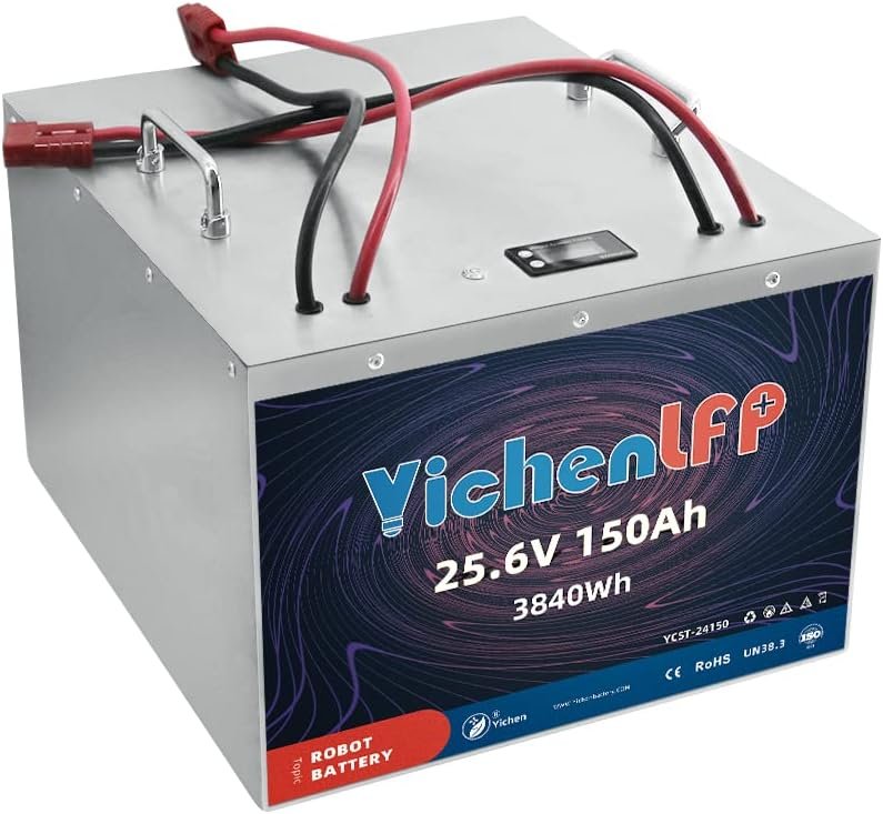 Rechargeable 24V 150Ah Lithium Battery, 3000+ Cycle Life, 8-10 Years Service Life, with Built-in 100A BMS, LCD Display for Electric Lawn Mower, Floor Cleaner Machine, Floor Scrubber