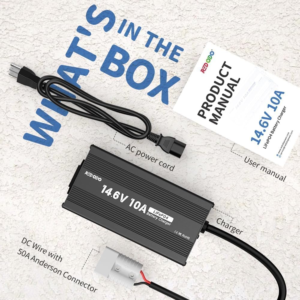 Redodo 12V 10A LiFePO4 Battery Charger Smart Deep Cycle Battery Charger for Lithium Batteries Redodo 12V 10A LiFePO4 Battery Charger Smart Deep Cycle Battery Charger for Lithium Batteries