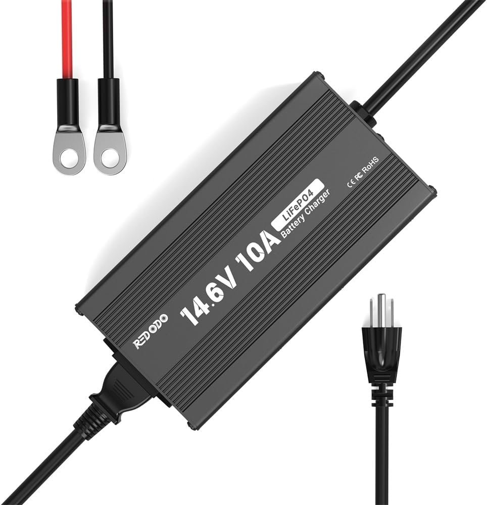 Redodo 12V 10A LiFePO4 Battery Charger Smart Deep Cycle Battery Charger for Lithium Batteries Redodo 12V 10A LiFePO4 Battery Charger Smart Deep Cycle Battery Charger for Lithium Batteries