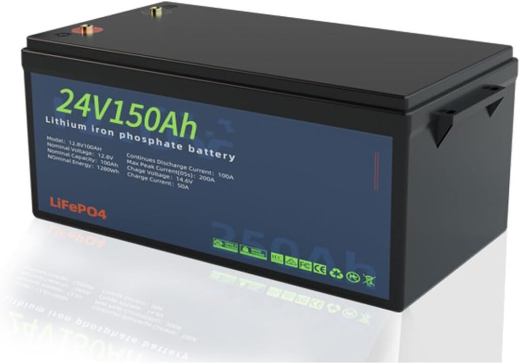 WILLQR 24V 150Ah 3.84kWh Deep Cycle LiFePO4 Battery Built-in 100A BMS 2000+ Cycles Perfect for Solar/Energy Storage System/RV/Marine/25.6V Backup Power WILLQR 24V 150Ah 3.84kWh Deep Cycle LiFePO4 Battery Built-in 100A BMS 2000+ Cycles Perfect for Solar/Energy Storage System/RV/Marine/25.6V Backup Power