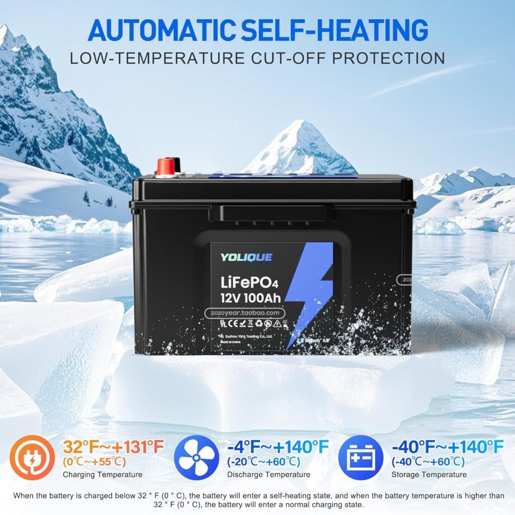 YOLIQUE 12V 100Ah LiFePO4 Lithium Battery with Self-Heating Low-Temp Protection | 4500+ Deep Cycles for RV, Marine, Solar, Trolling Motors | 100A BMS Bluetooth 5.0 Monitoring (3-Pack) YOLIQUE 12V 100Ah LiFePO4 Lithium Battery with Self-Heating Low-Temp Protection | 4500+ Deep Cycles for RV, Marine, Solar, Trolling Motors | 100A BMS Bluetooth 5.0 Monitoring (3-Pack)