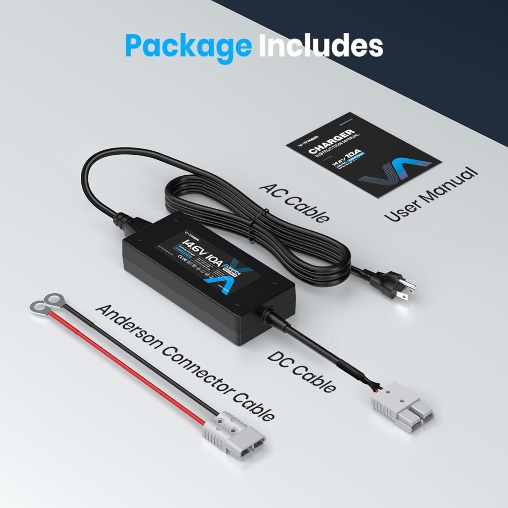 12V 10A Lithium Battery Charger VATRER POWER 14.6V LiFePO4 Battery Charger with 0V Activation, LED Indicator Anderson Connector for 12V Deep Cycle Batteries in Boat RV 12V 10A Lithium Battery Charger VATRER POWER 14.6V LiFePO4 Battery Charger with 0V Activation, LED Indicator Anderson Connector for 12V Deep Cycle Batteries in Boat RV