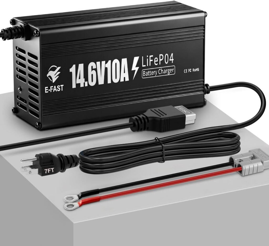 12V 10Amp Lithium Battery Charger 14.6V LiFePO4 Charger, AC-DC Smart Charger Maintainer w/Anderson Connector LED Indicator-Fast Charging for Lithium Iron Phosphate LFP Deep Cycle Batteries of Boat, RV 12V 10Amp Lithium Battery Charger 14.6V LiFePO4 Charger, AC-DC Smart Charger Maintainer w/Anderson Connector LED Indicator-Fast Charging for Lithium Iron Phosphate LFP Deep Cycle Batteries of Boat, RV