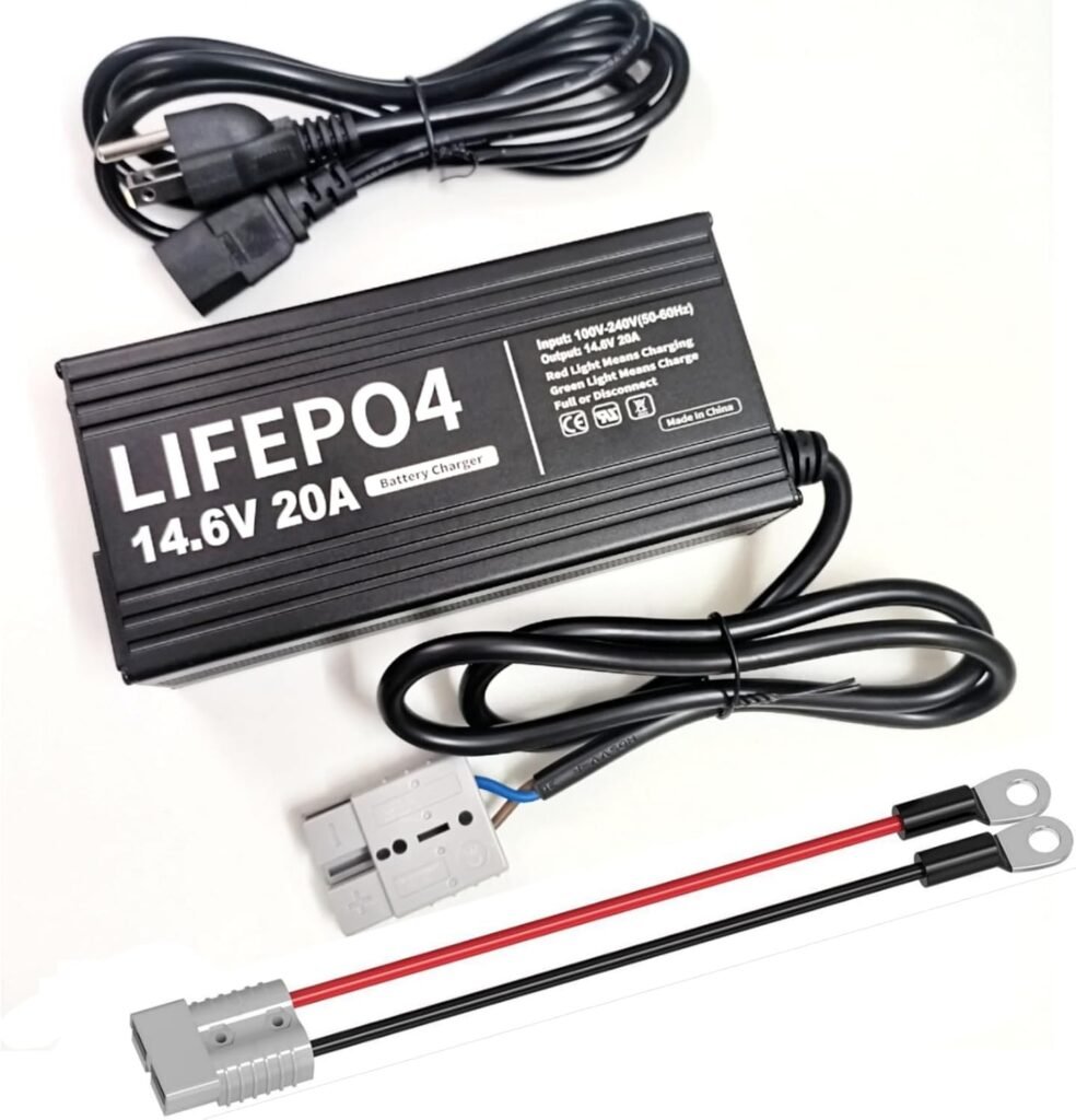 12V/ 12.8V 20A LiFePO4 Lithium Battery Charger 14.6V 20Amp Smart Charger with Anderson Connector LED Indicator Special for LiFePO4 Deep Cycle Batteries Charger