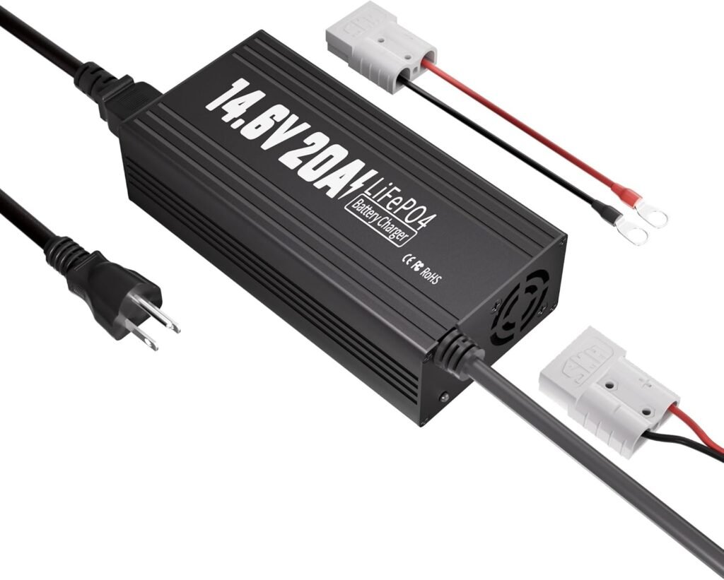12V 20A Lithium Battery Charger, 14.6V LiFePO4 Battery Charger AC-DC Fast and Smart Charger with Anderson Connector Led Indicator for Lithium LiFePO4 Deep Cycle Batteries of Home, Boat, RV