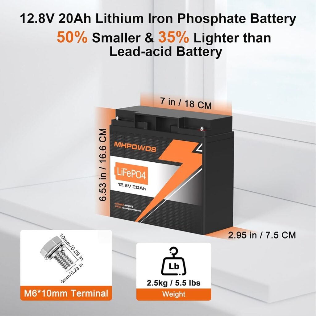 12V 20Ah LiFePO4 Battery, Up to 6000+ Deep Cycle 20A BMS Rechargeable Lithium Battery for Portable Power Station, Solar, Fish Finder, Marine, Outdoor Camping, Off-Grid Applications 12V 20Ah LiFePO4 Battery, Up to 6000+ Deep Cycle 20A BMS Rechargeable Lithium Battery for Portable Power Station, Solar, Fish Finder, Marine, Outdoor Camping, Off-Grid Applications