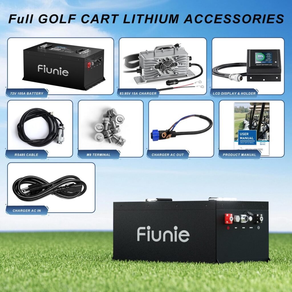 72 Volt Lithium Battery For Golf Cart, 105Ah (73.6v) 72v Golf Cart Battery with 15A LiFePO4 Charger, Supports 3C Discharge, 200A BMS For Golf Carts, 6-8 Seats Sightseeing Cars,Moke Electric