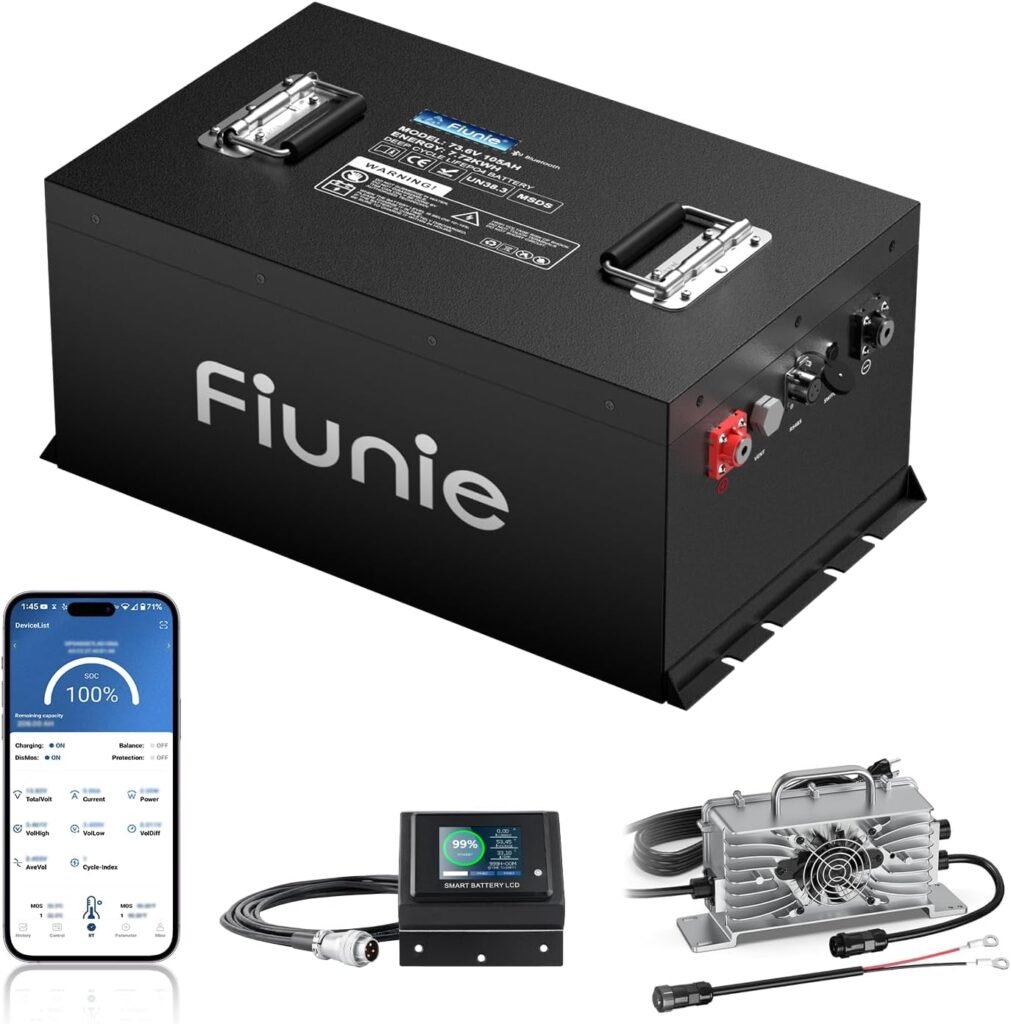 72 Volt Lithium Battery For Golf Cart, 105Ah (73.6v) 72v Golf Cart Battery with 15A LiFePO4 Charger, Supports 3C Discharge, 200A BMS For Golf Carts, 6-8 Seats Sightseeing Cars,Moke Electric